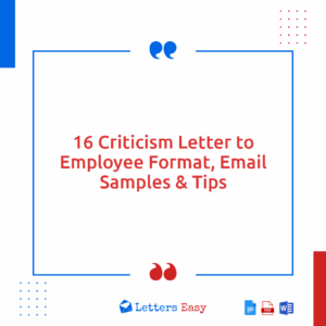 16 Criticism Letter to Employee Format, Email Samples & Tips