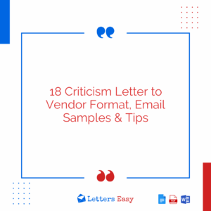18 Criticism Letter to Vendor Format, Email Samples & Tips