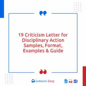 19 Criticism Letter for Disciplinary Action Samples, Format, Examples & Guide