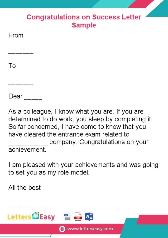 Congratulations on Success Letter Sample