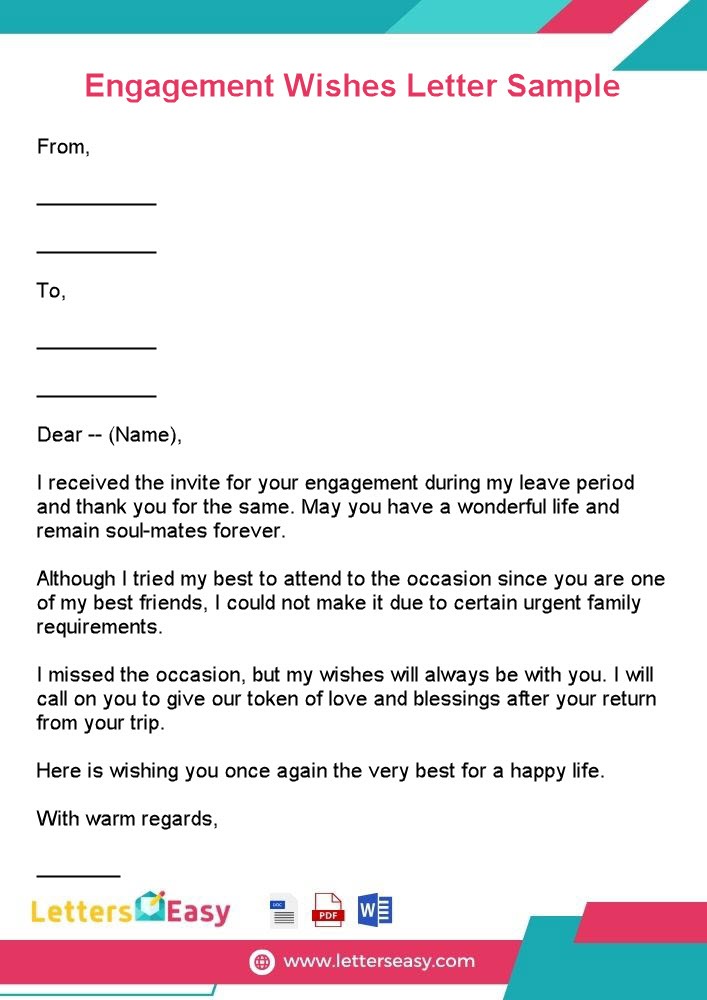 Engagement Wishes Letter Sample
