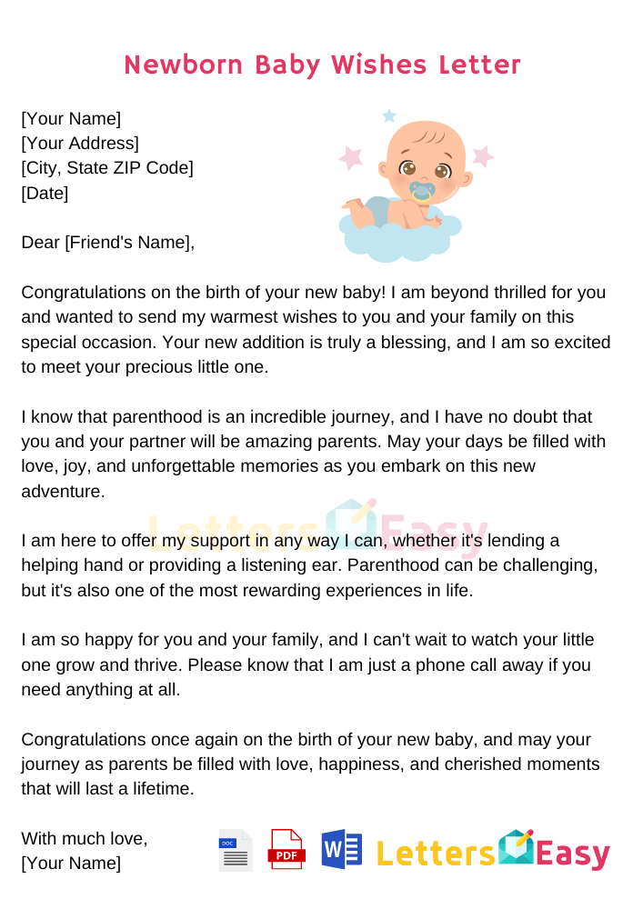 Newborn Baby Wishes Letter - Greeting Messages, Sample, Email Format