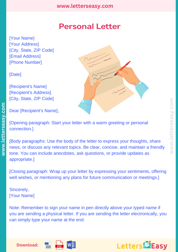 Personal Letter - How to Write Date, From, To, Address | Word Ideas & Examples