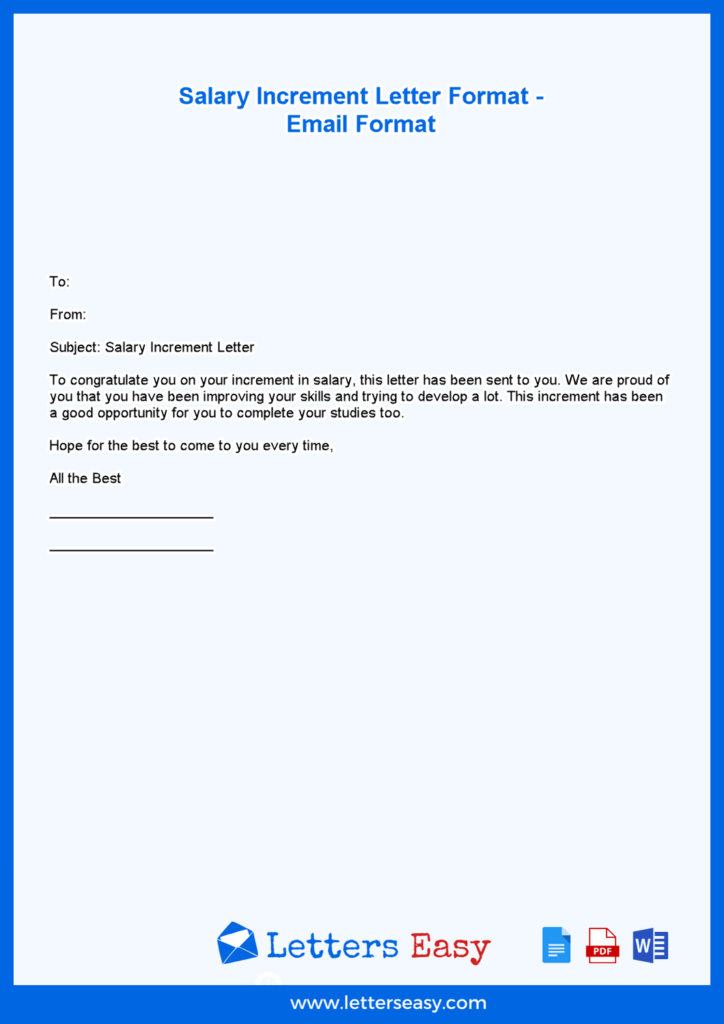 Salary Increment Letter Format – Email Format