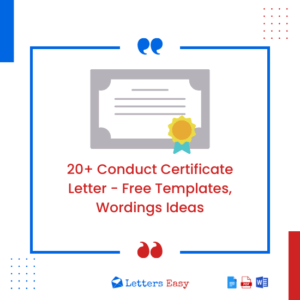 20+ Conduct Certificate Letter - Free Templates, Wordings Ideas