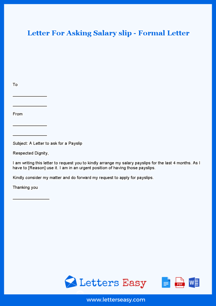 Letter For Asking Salaryslip – Formal Letter