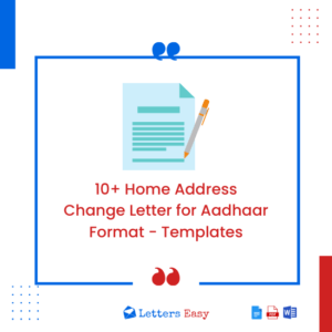 10+ Home Address Change Letter for Aadhaar Format - Templates