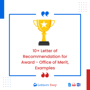10+ Letter of Recommendation for Award - Office of Merit, Examples