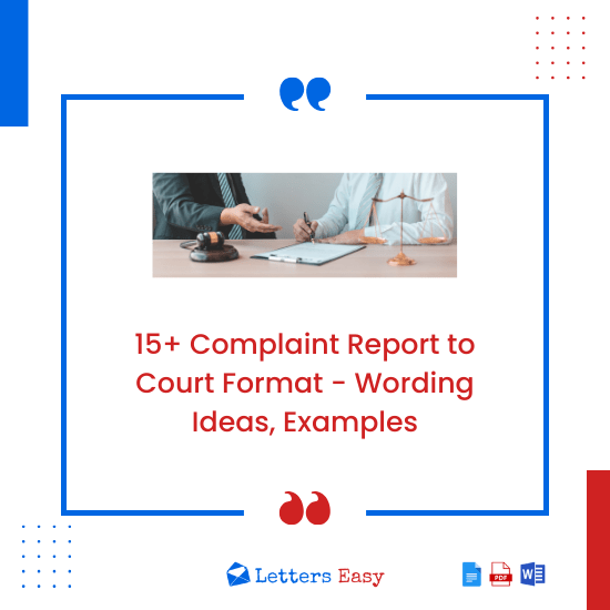 15+ Complaint Report to Court Format - Wording Ideas, Examples