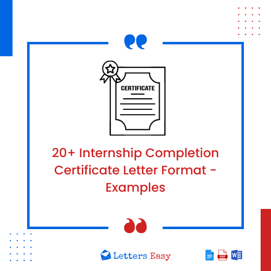 20+ Internship Completion Certificate Letter Format - Examples