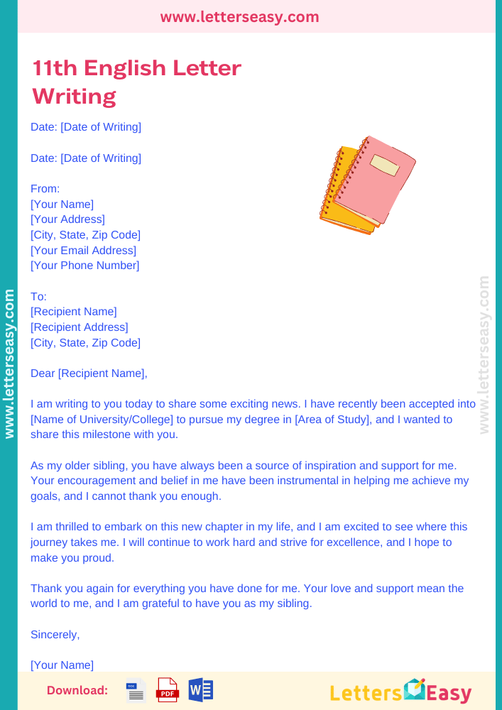 11th English Letter Writing - Sample, Email Template, Example, Tips