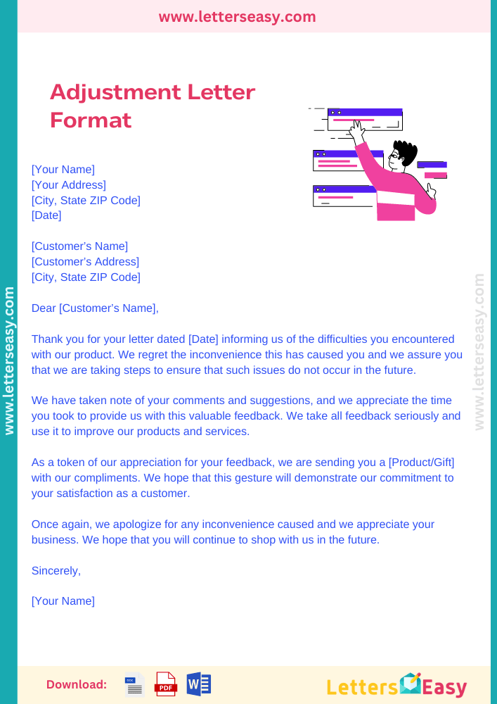 Adjustment Letter Format - 3+ Samples, Email Template, Writing Tips & Example