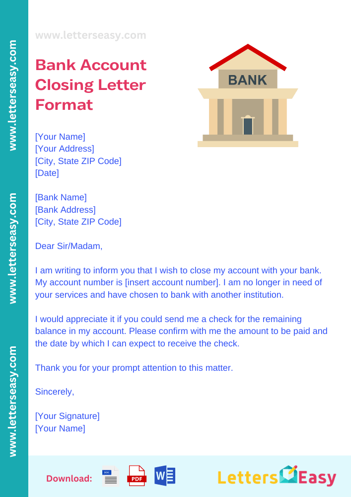 15+ Bank Account Closing Letter Format - Email Template, Examples ...