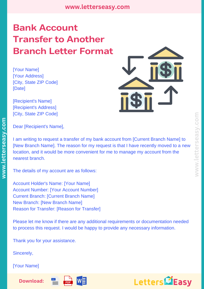 Bank Account Transfer Letter Template Sample And Examples – NBKomputer