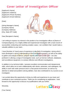 cover letter for investigation report