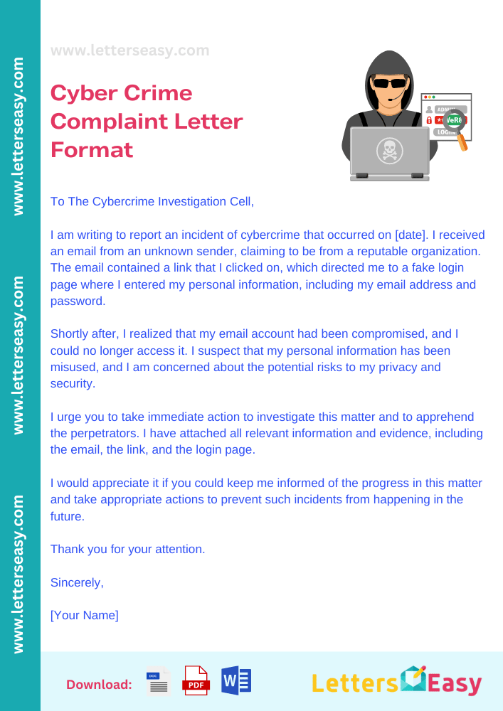 Write a Cyber Crime Complaint Letter Format with 15+ Examples Letters