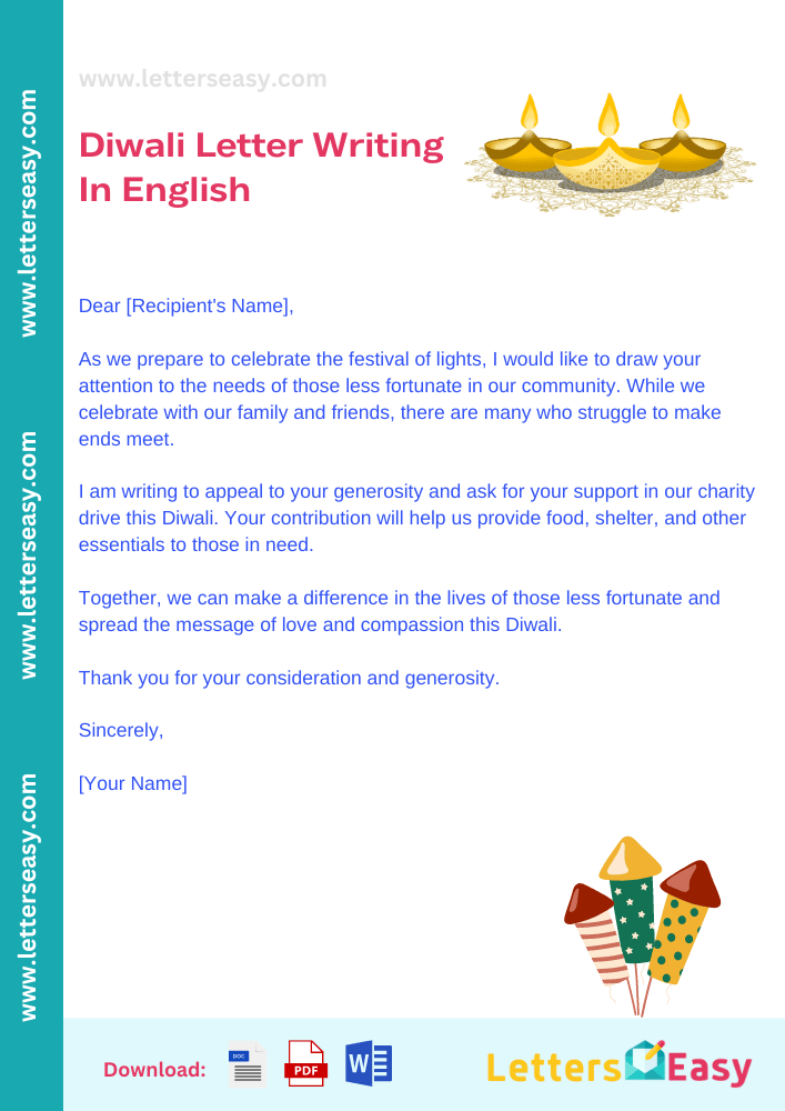Diwali Letter Writing In English - Sample Format, 3 Examples, Tips