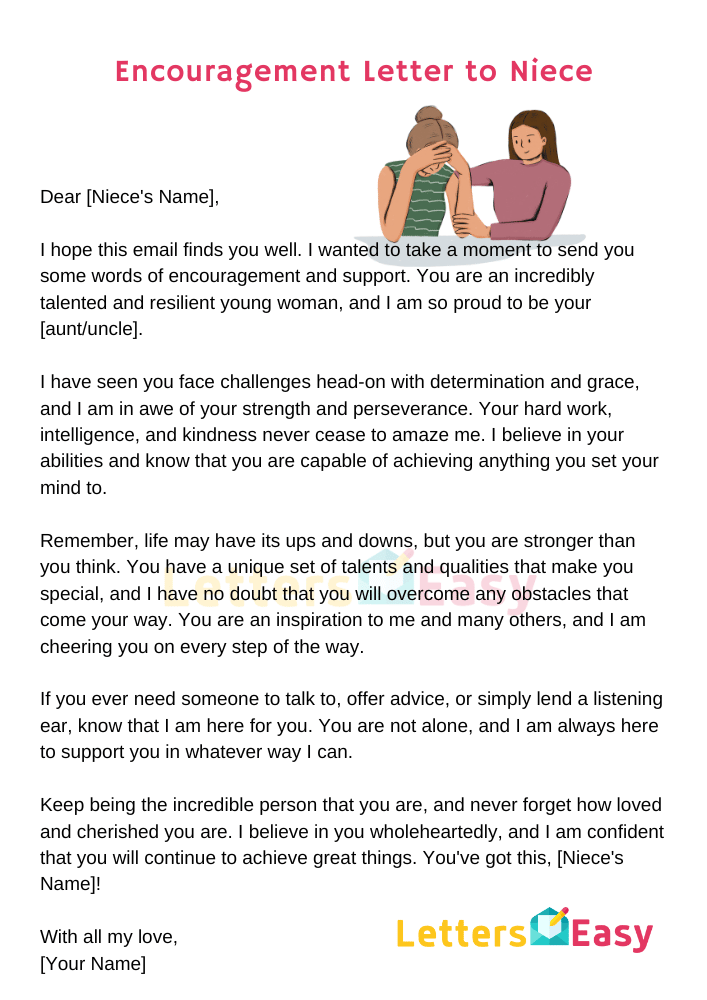 Encouragement Letter to Niece - Email Template, Sample Format
