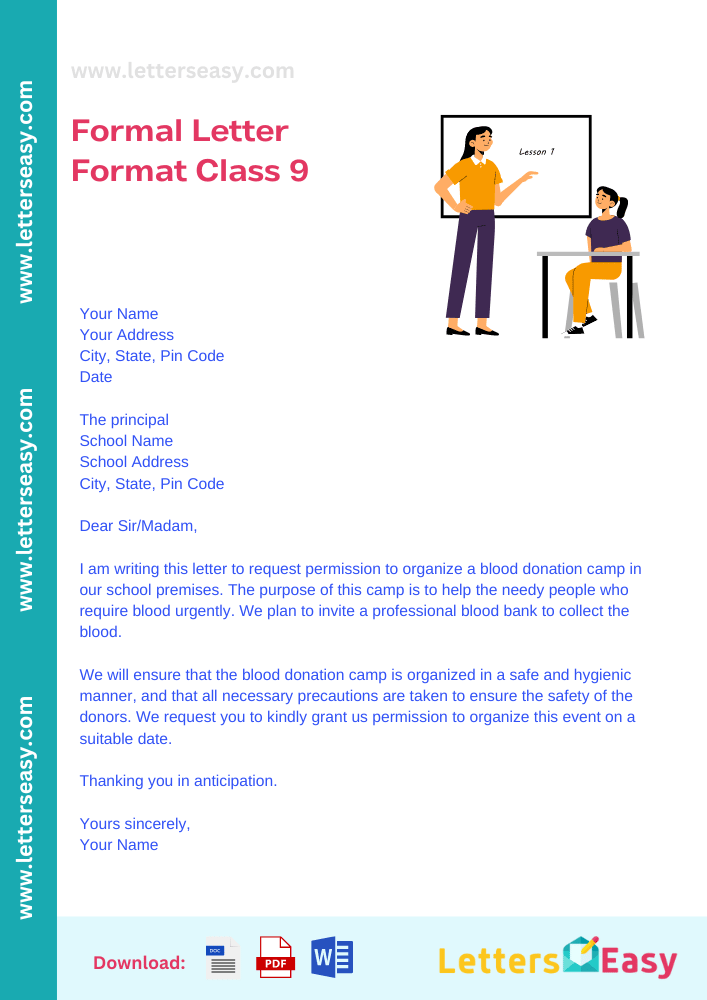 Formal Letter Format Class 9 - Writing Tips, Email Template, 3+ Examples & Sample