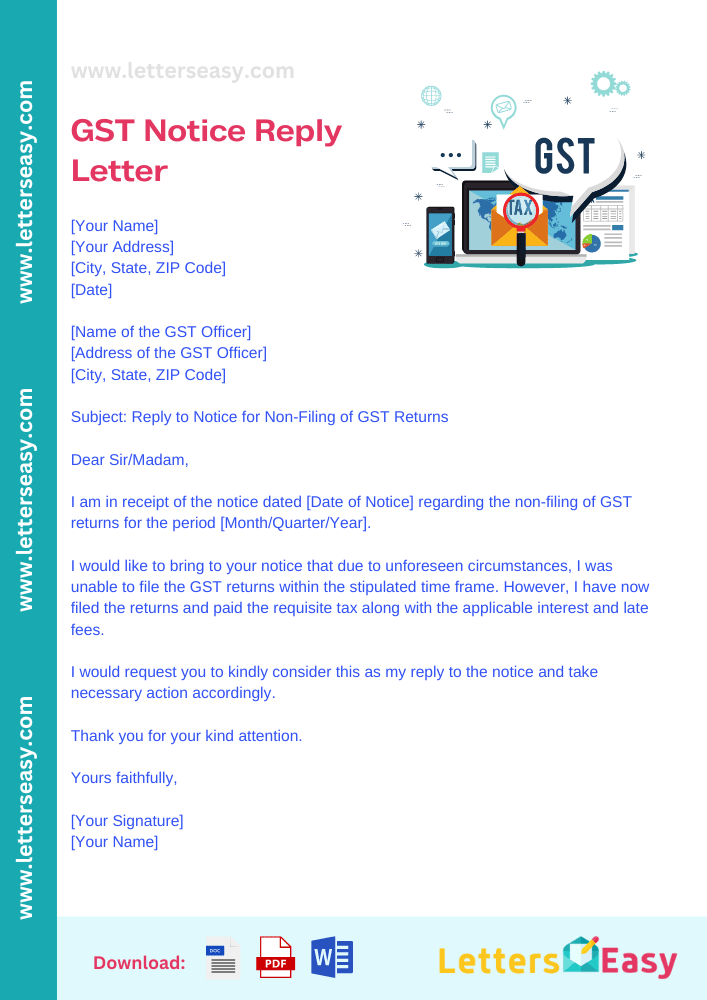 GST Notice Reply Letter Format Word - Email Template, How to Write, & 4+ Examples