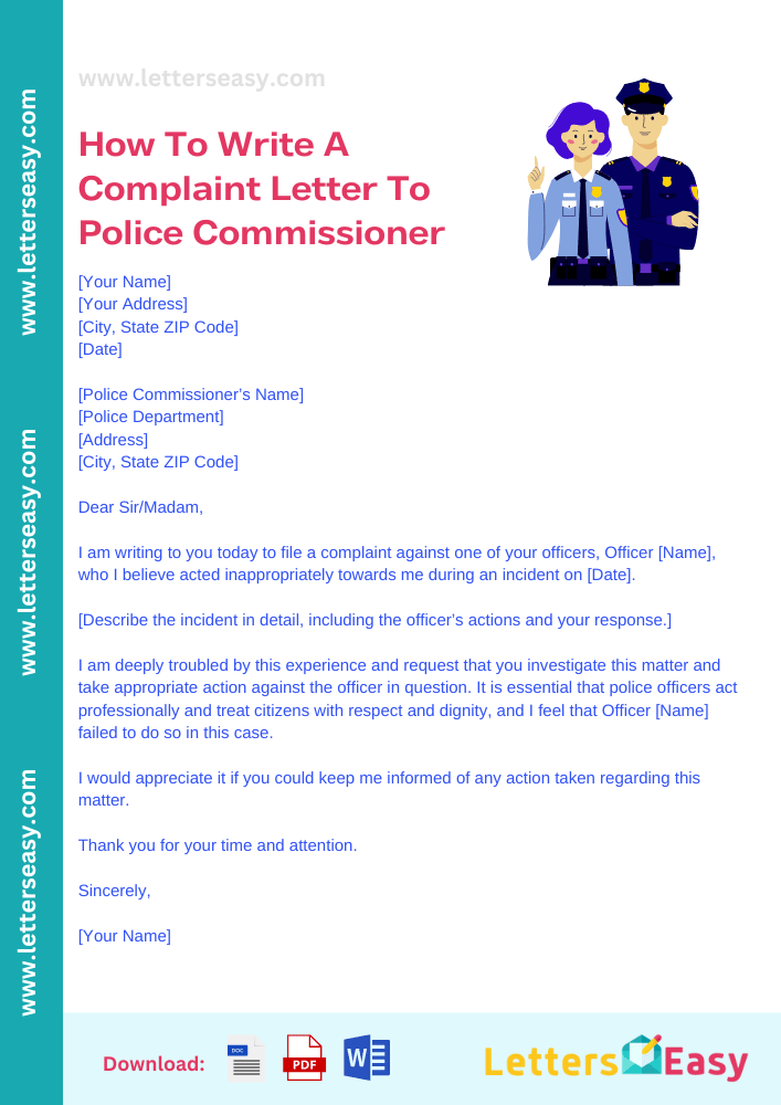 How To Write A Complaint Letter To Police Commissioner - 3 Samples, Email Template, Writing Tips