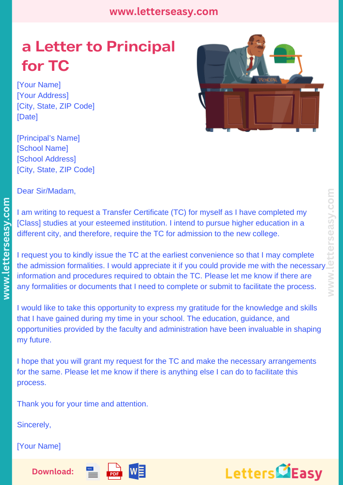 How to Write a Letter to Principal for TC - Sample, Example, Email Template, Tips