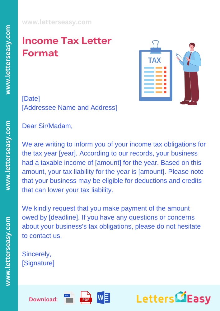 Income Tax Letter Format - Example, How to Write, 5+ Samples, & Email Template