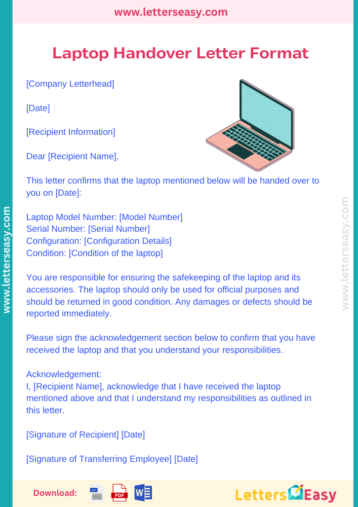 Laptop Handover Letter Format in Word - 4+ Templates, Sample, Example & Tips