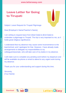 tirupati temple visit leave request