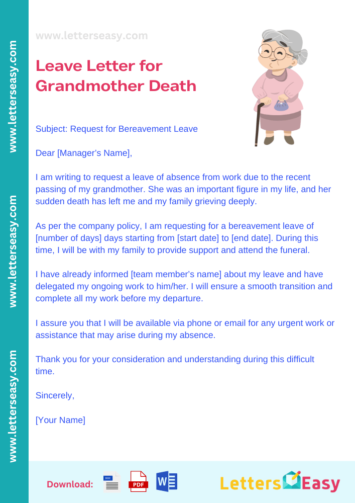 Leave Letter for Grandmother Death - Sample Format, Email Template, Key Points