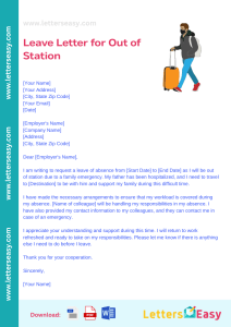Leave Letter for Out of Station - Sample Format, Email Template, Key Points