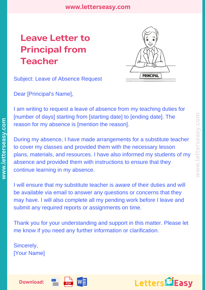 Leave Letter to Principal from Teacher - Sample, Examples, Steps to Write