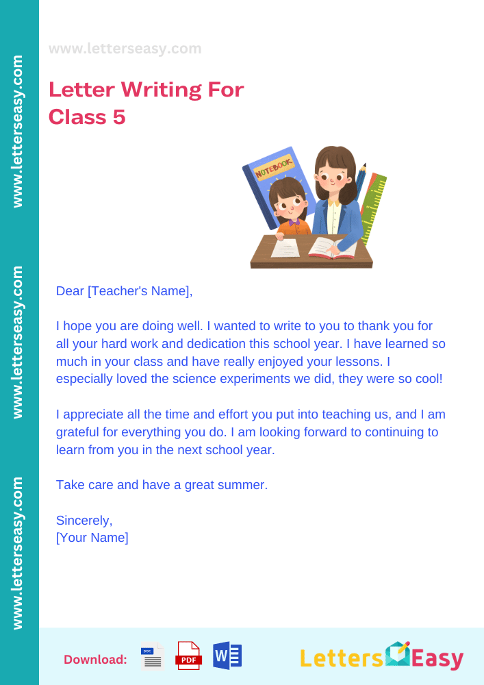 Letter Writing For Class 5 - Email Template, 3 Examples, Samples