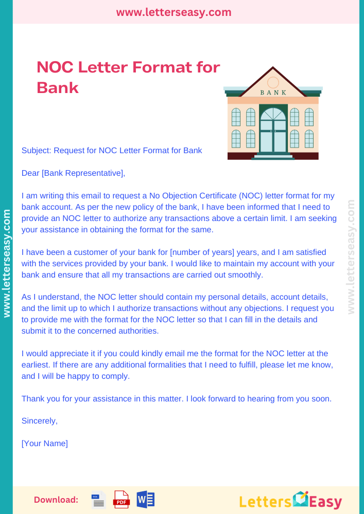 NOC Letter Format for Bank - Email Ideas, 3+ Samples, How to Start & Example
