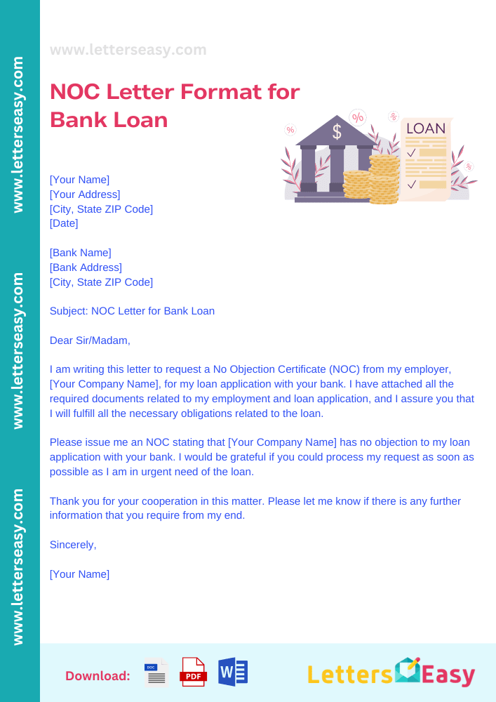 NOC Letter Format for Bank Loan - 3+ Samples, Writing Tips, Example & Email Template
