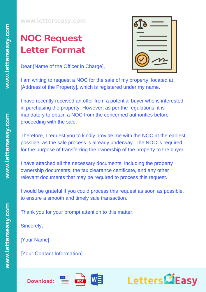 NOC Request Letter Format Sample - How to Start, Email Template, & 4+ Examples