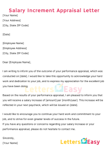 15+ Salary Increment Appraisal Letter - Wording Ideas, Samples ...