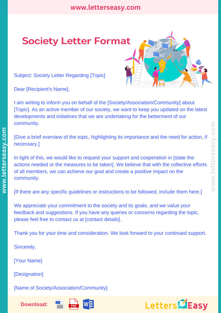 Society Letter Format - 3+ Samples, Email Template, Tips, & Example