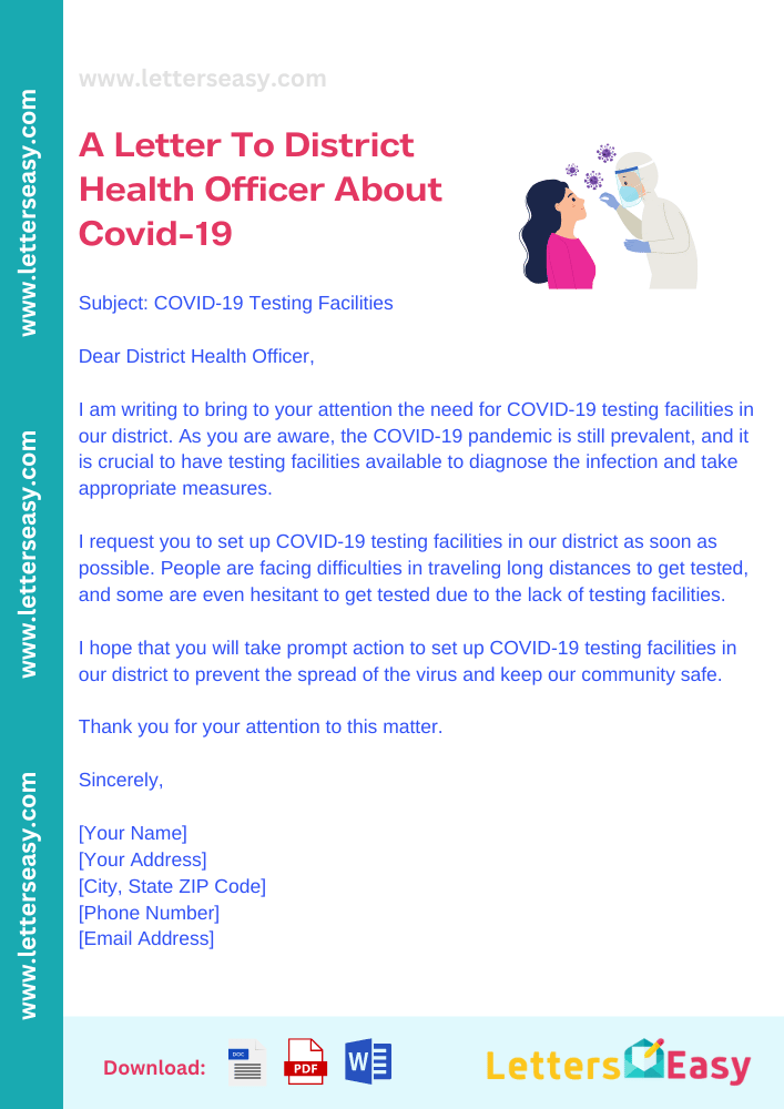 Write A Letter To District Health Officer About Covid-19 - Writing Tips, Email Template, Sample, Example