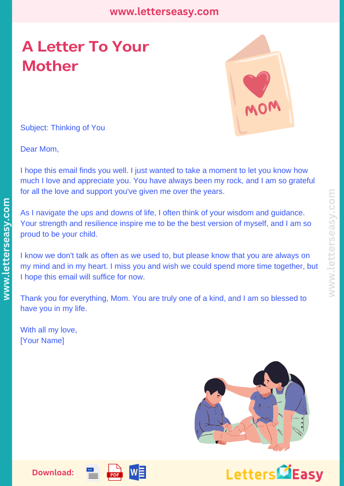 Write A Letter To Your Mother - Email Template, Letter Format