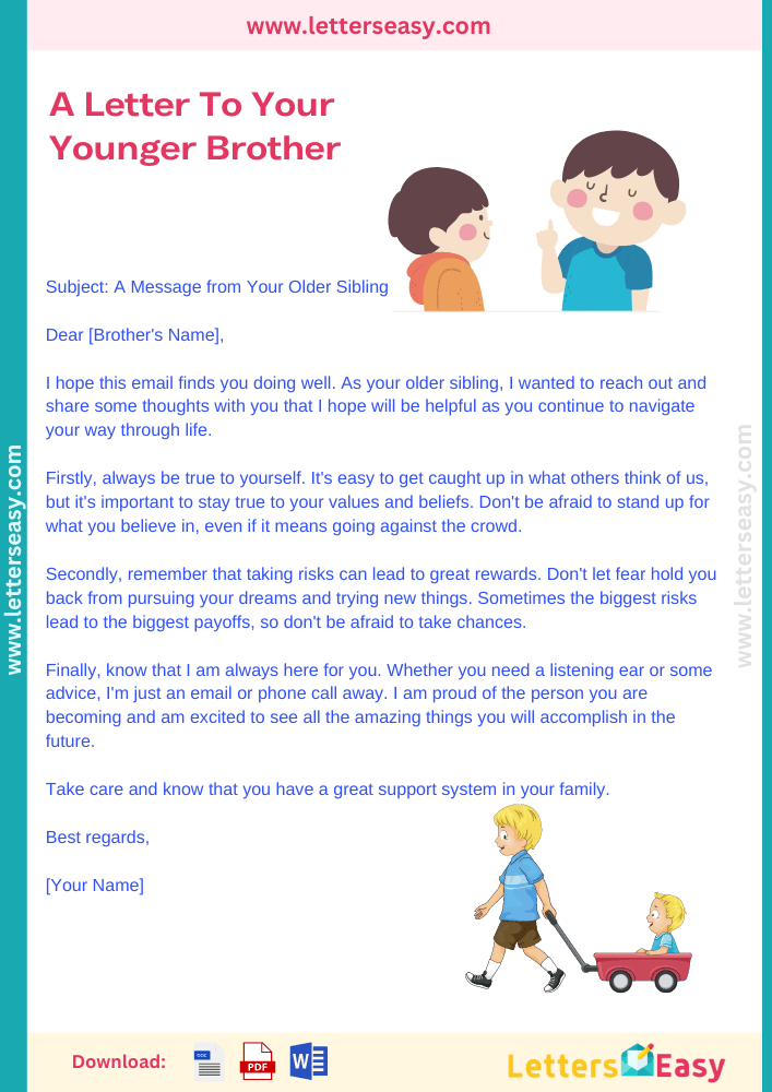 Write A Letter To Your Younger Brother - sample letter