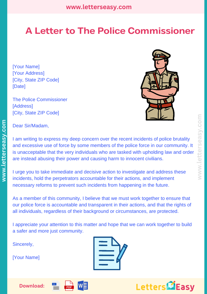 Write A Letter to The Police Commissioner - Email Format