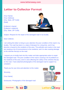 sample application letter for collector