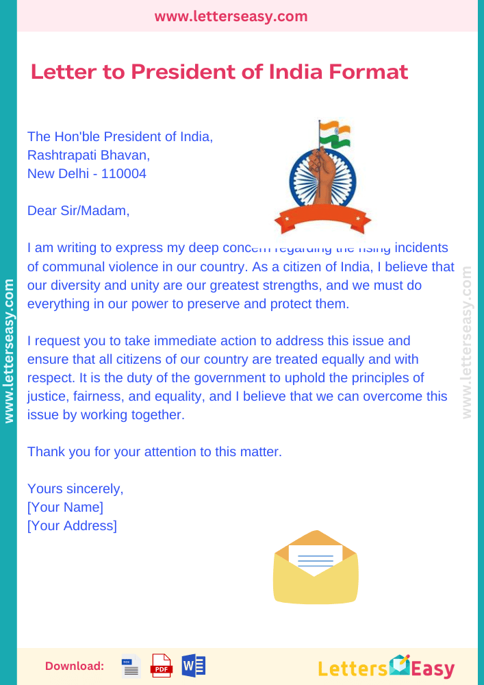 Letter to President of India Format - Email Template, How to Start, Sample & 5+ Examples