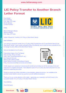 lic policy assignment letter format