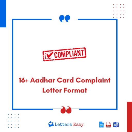 16+ Aadhar Card Complaint Letter Format - Samples, Writing Tips