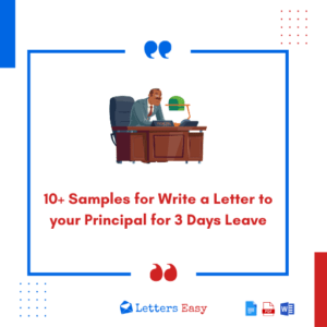 10+ Samples for Write a Letter to your Principal for 3 Days Leave
