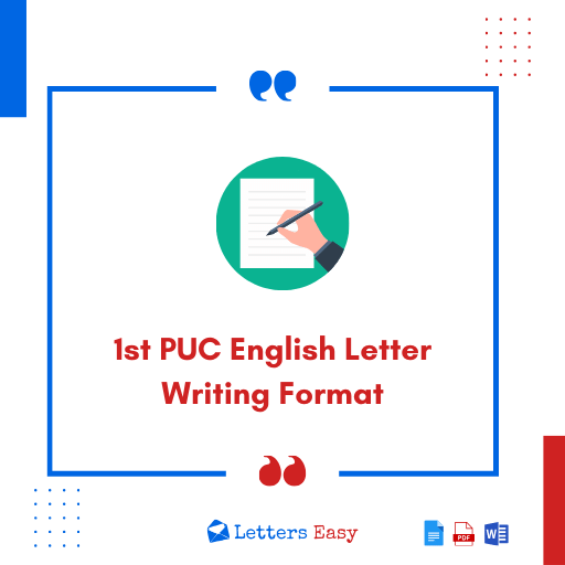 1st PUC English Letter Writing Format - Check 10+ Examples