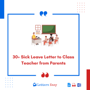 30+ Sick Leave Letter to Class Teacher from Parents - Templates