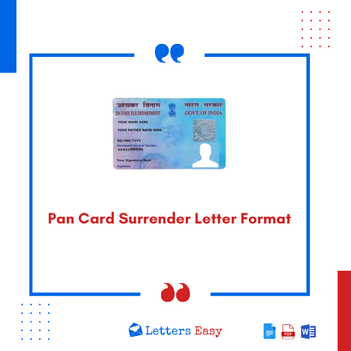 Pan Card Surrender Letter Format - How to Write, Tips, 17+ Examples